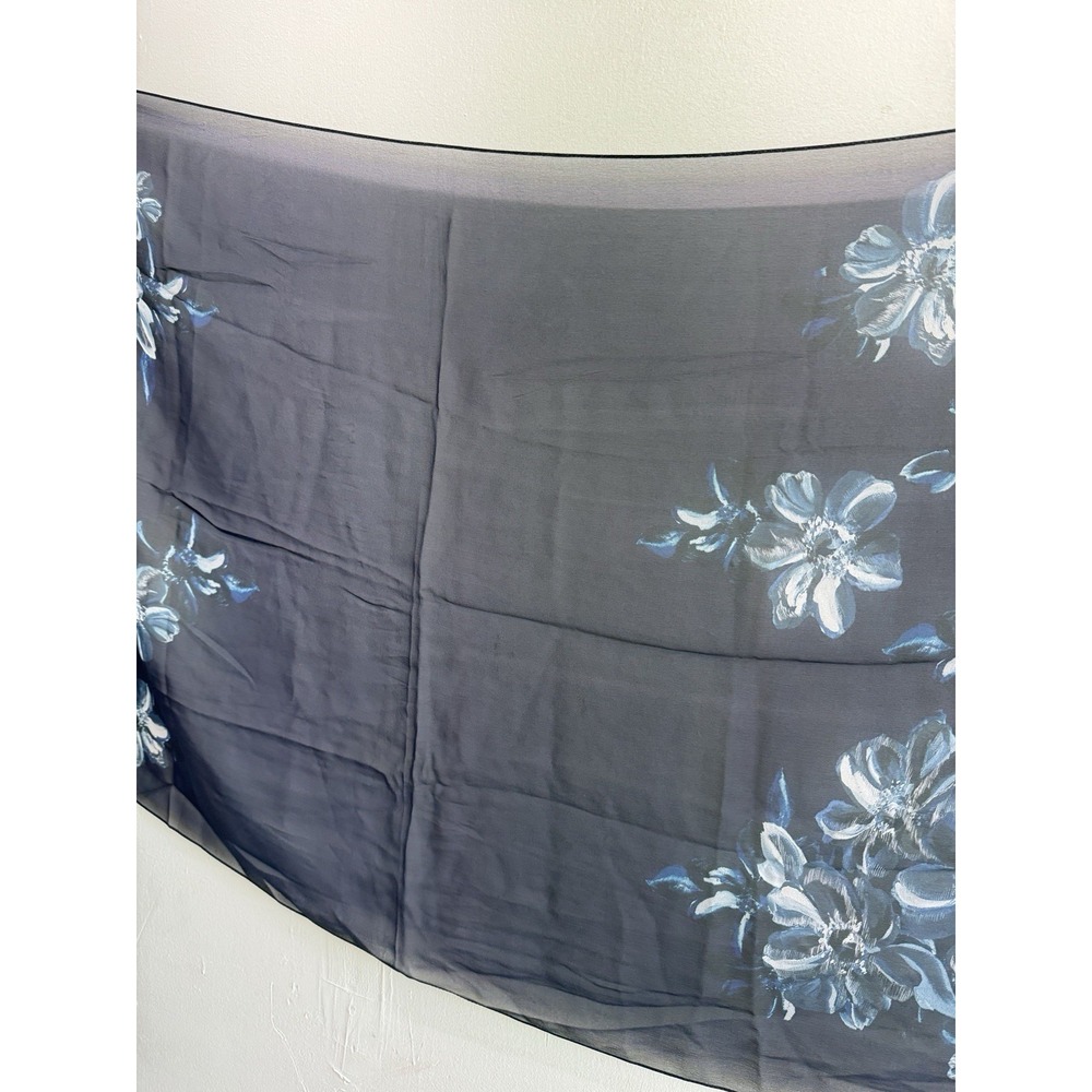 st. John Silk Scarf Wrap Blue White Floral - Picture 10 of 10
